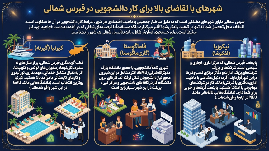 شهرهای مهم کار دانشجویی در قبرس